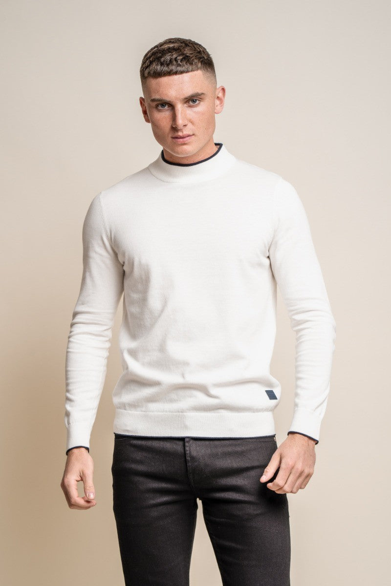 Men’s knit turtleneck jumper, mid-high, slim fit