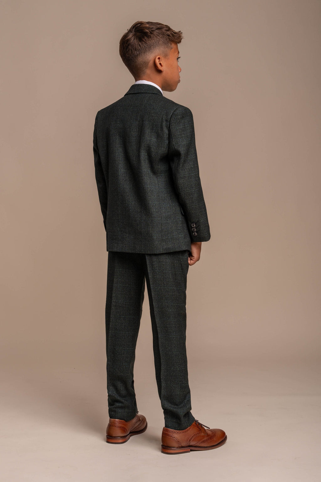 3-Piece Slim Green Suit for Boys – Olive Green