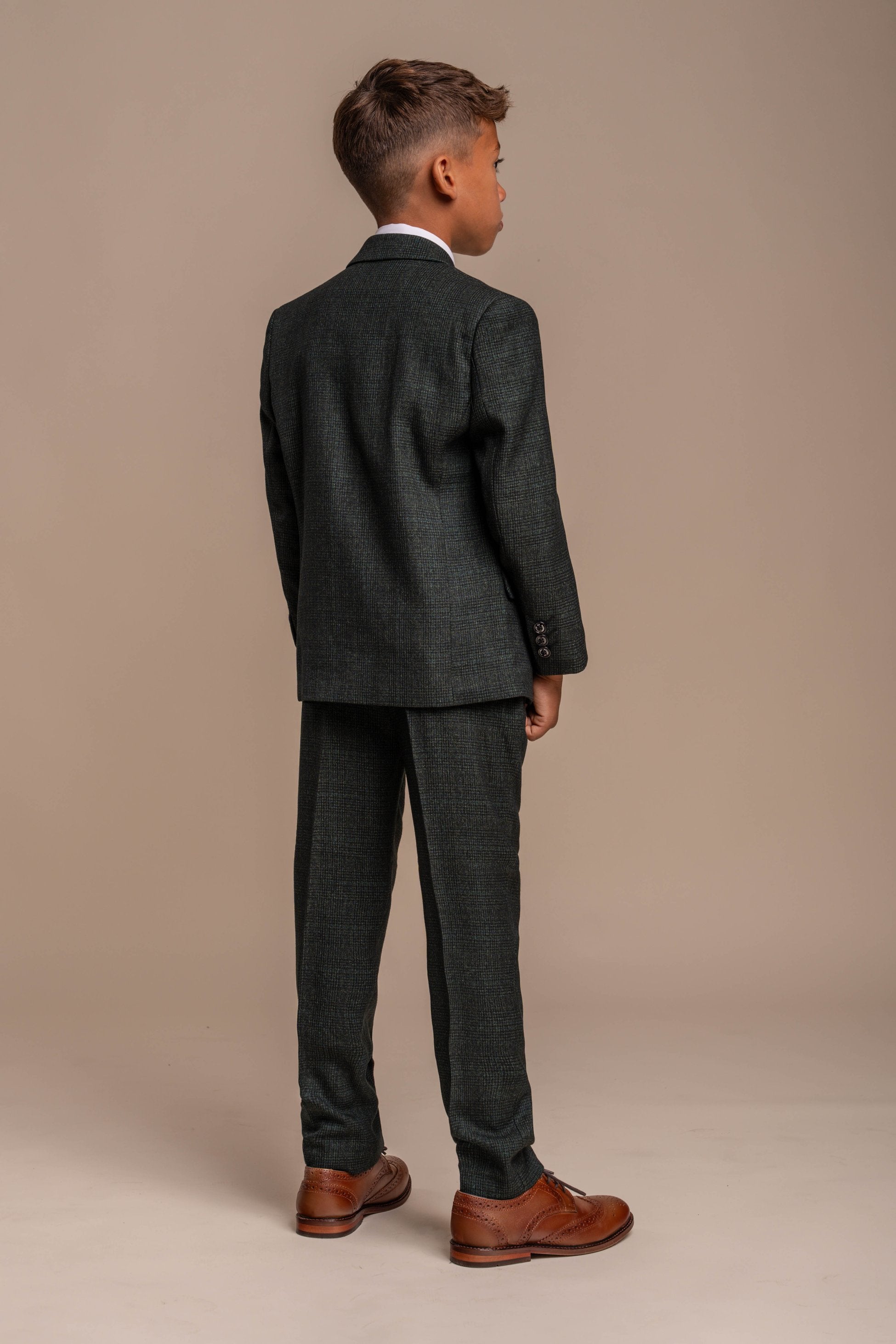 3-Piece Slim Green Suit for Boys – Olive Green