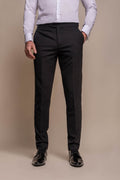 Men's Slim Fit Wool Blend Tuxedo Trousers - ASPEN - Black
