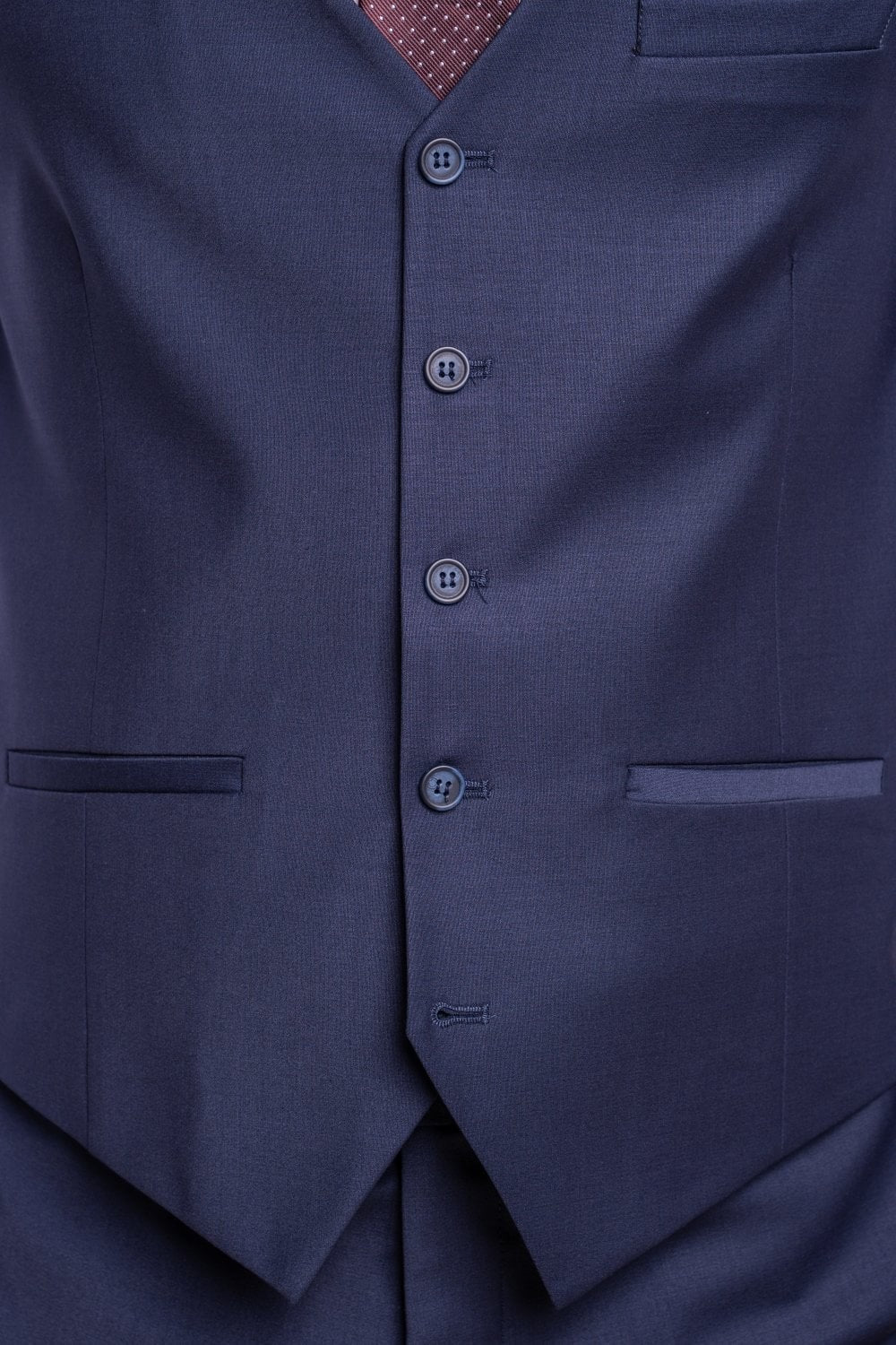 Mens Navy Wool Blend Slim Fit Waistcoat BOND