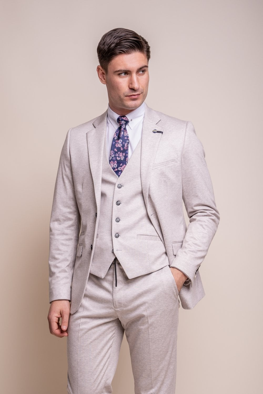 VALENCIA Beige Ecru Men's Slim Fit Formal Suit