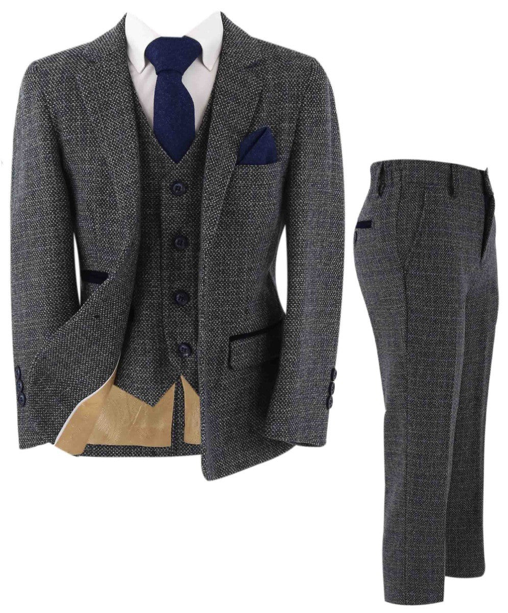 Tailored Grey Suit for Boys – Navy Blue