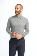 Men’s wool-blend knit polo shirt, slim fit, soft touch