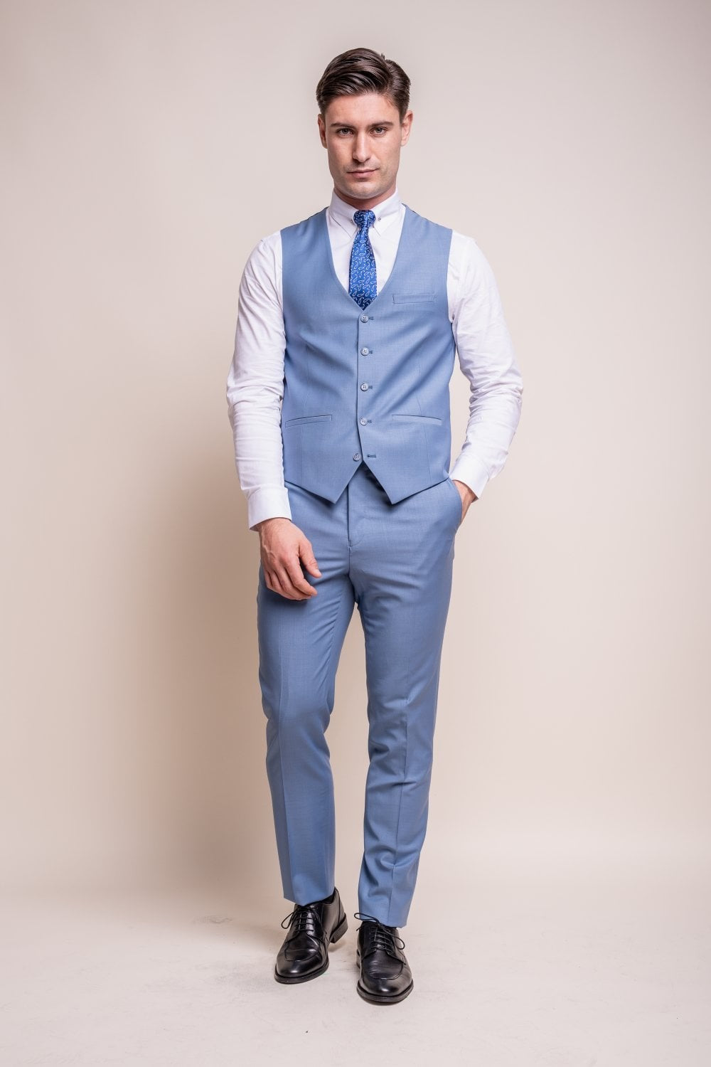 BOND Ocean Blue Men's Wool Blend Slim Fit Suit