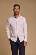 Men’s long sleeve white patterned shirt slim fit