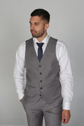 Mens light grey tailored fit formal waistcoat Charles