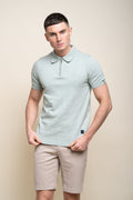 Men’s cotton polo shirt, classic fit, navy to lavender