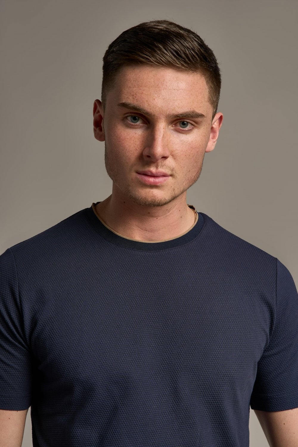 Mens Navy Blue Cotton Slim Fit T Shirt BYRON