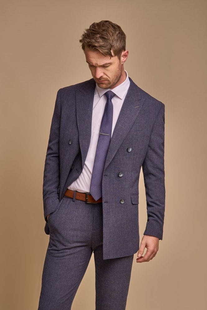 TOKYO Navy Blue Men's Double Breasted Slim Fit Suit