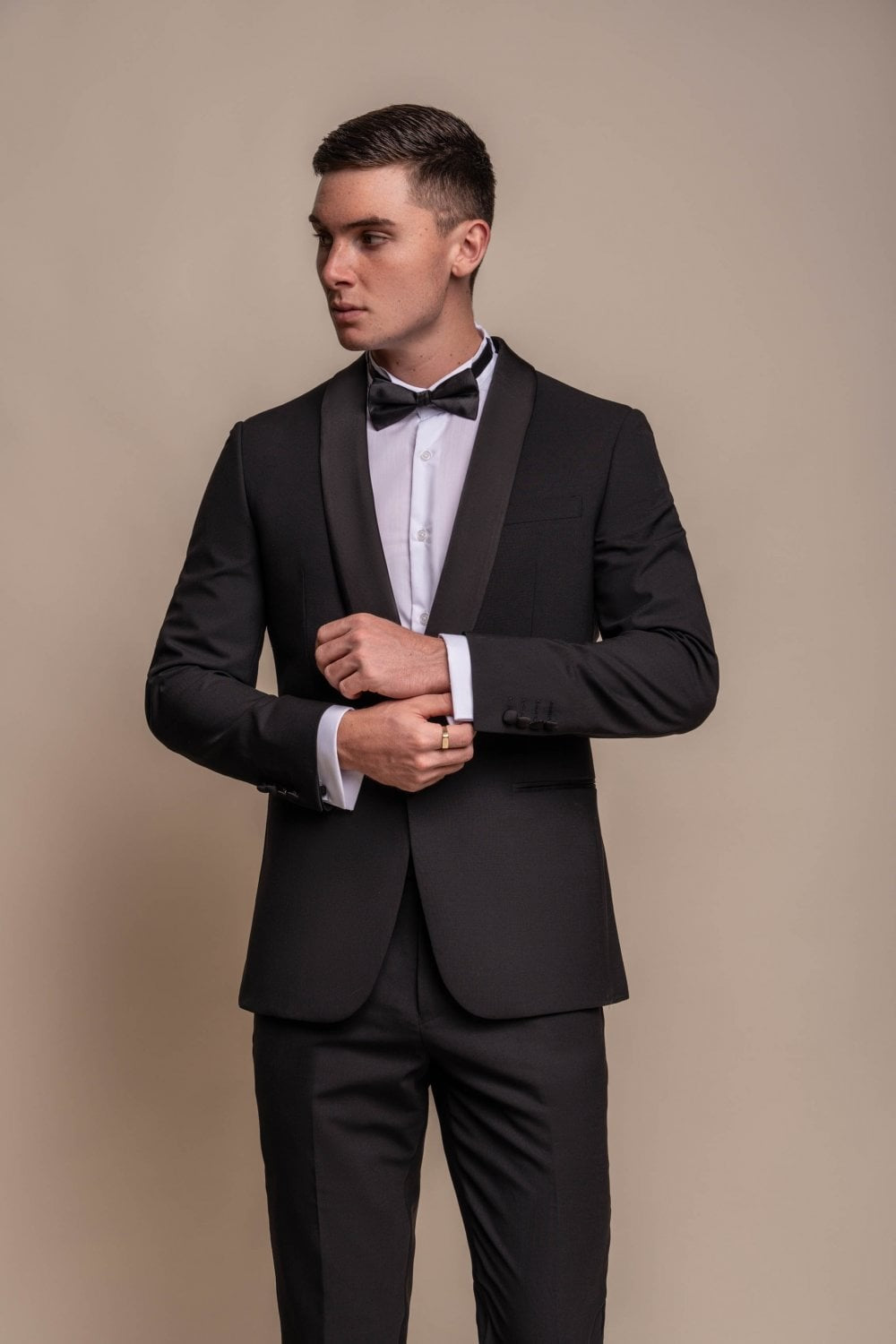 ASPEN Black Men's Slim Fit Wool Blend Tuxedo Dinner Suit