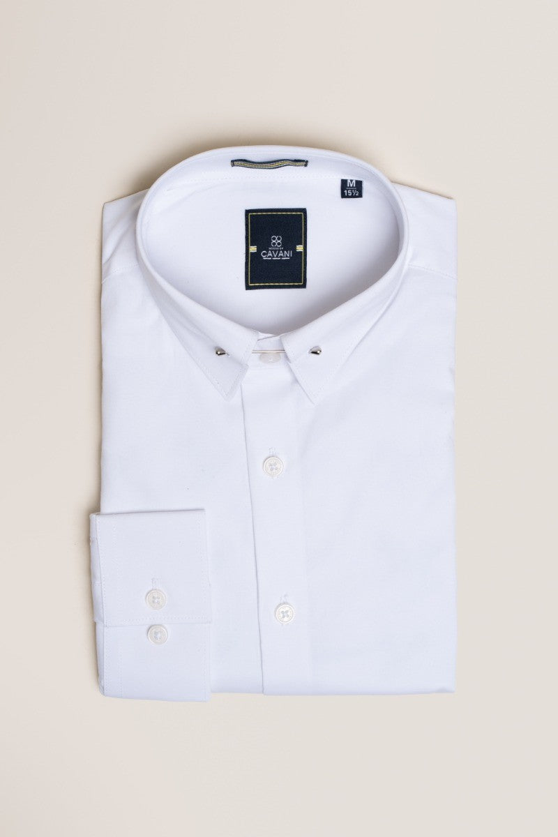Mens Diaz White Formal Slim Fit Cotton Long Sleeve Shirt