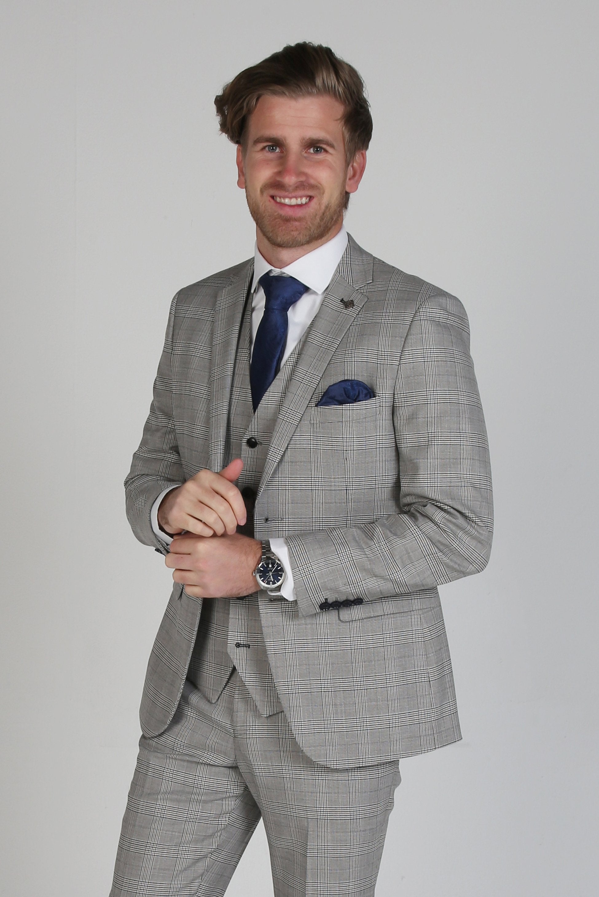 Men's Hugo Graphite Grey Tweed Windowpane Formal Suit