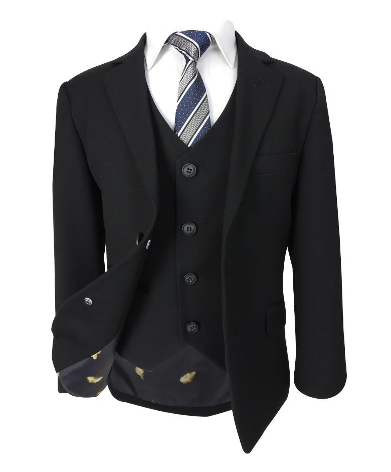 Slim Black Suit for Boys – Black
