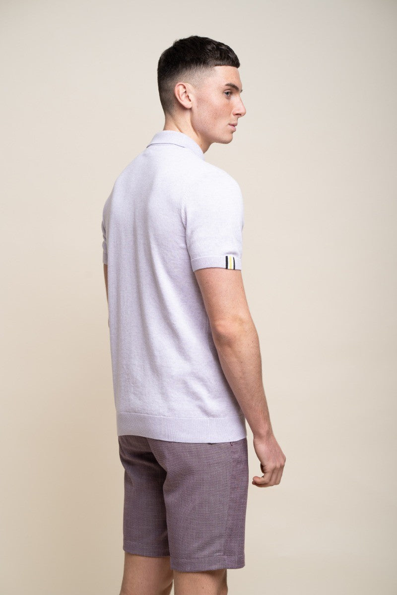 Mens Lavender Short Sleeve Cotton Polo Shirt DINO