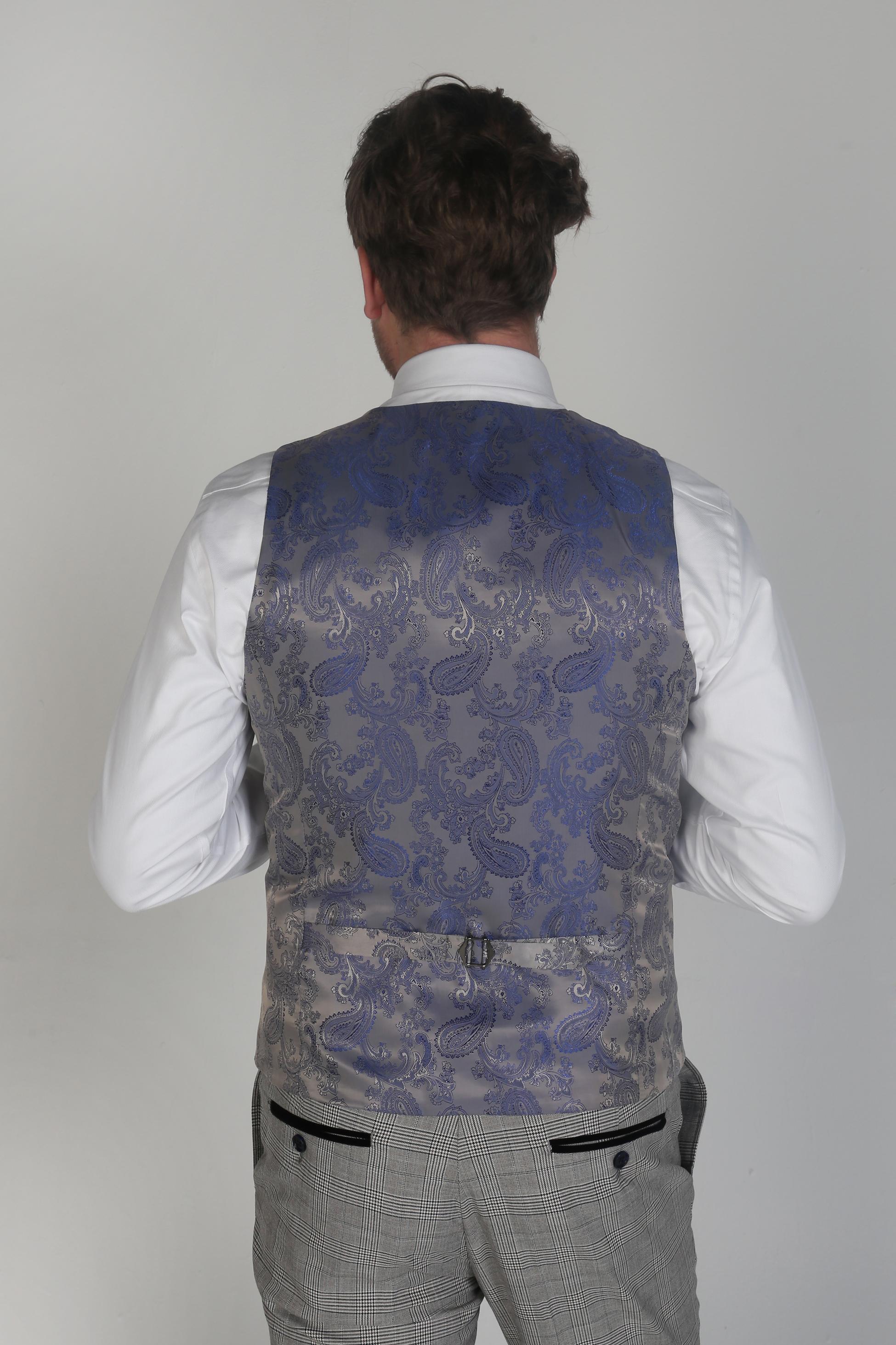 Mens Grey Tweed Check Formal Waistcoat HUGO