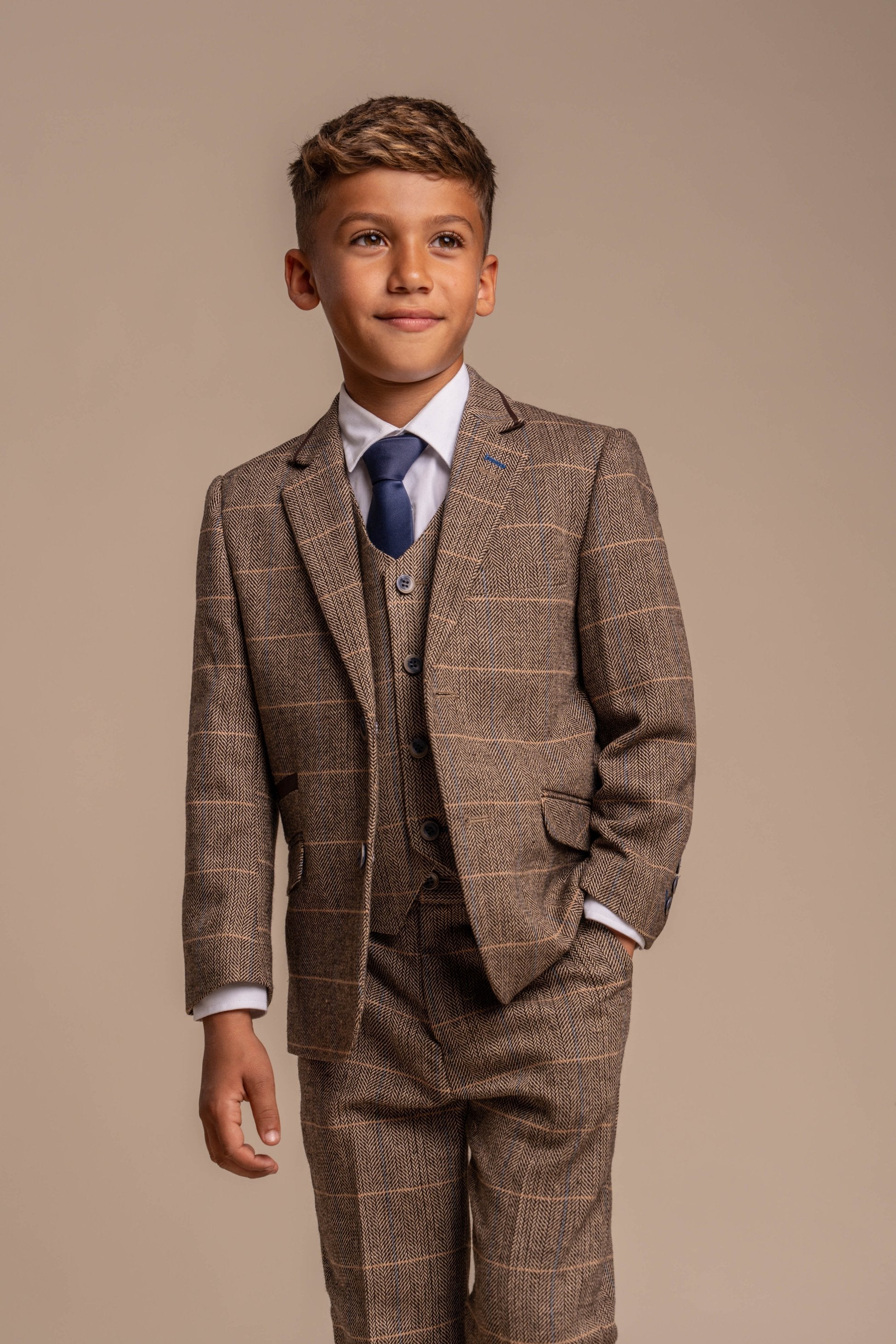 boys’ wool blend herringbone tweed tailored fit suit