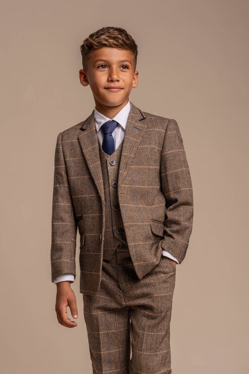 boys’ wool blend herringbone tweed tailored fit suit