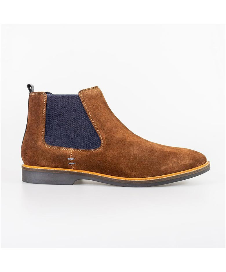 Mens Cognac Brown Slip On Chelsea Boots ARIZONA