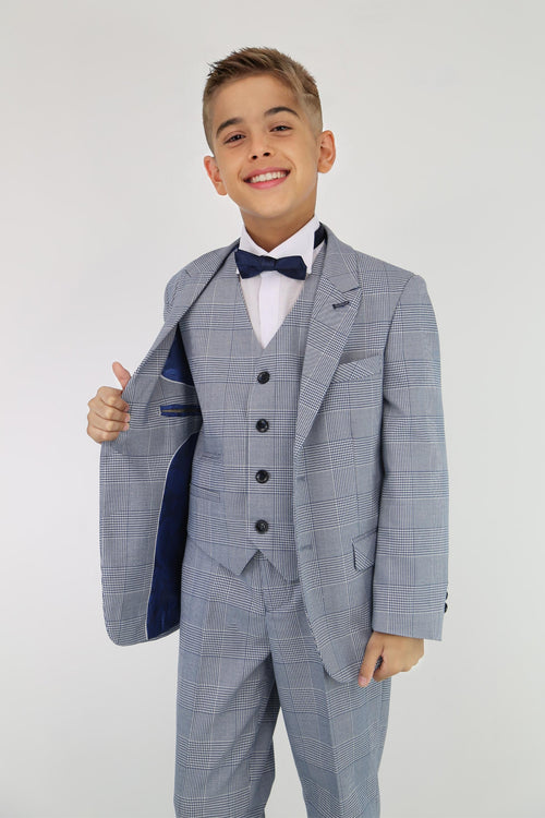Boys‚ Plaid Check Suit Tailored Fit   |SIRRI Boys Formall Wear