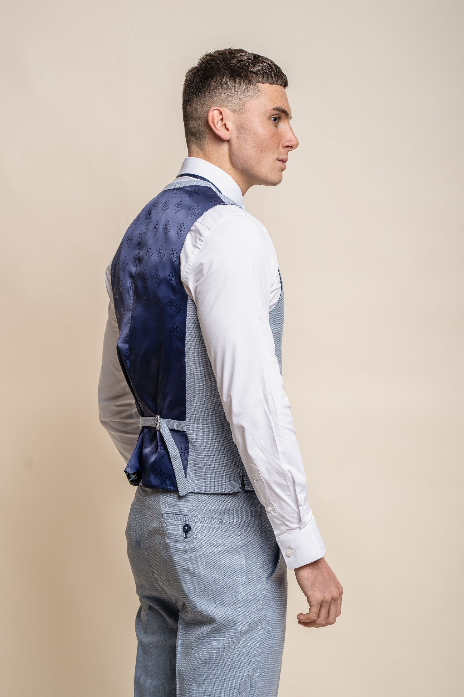 Mens Sky Blue Slim Fit Formal Waistcoat MIAMI