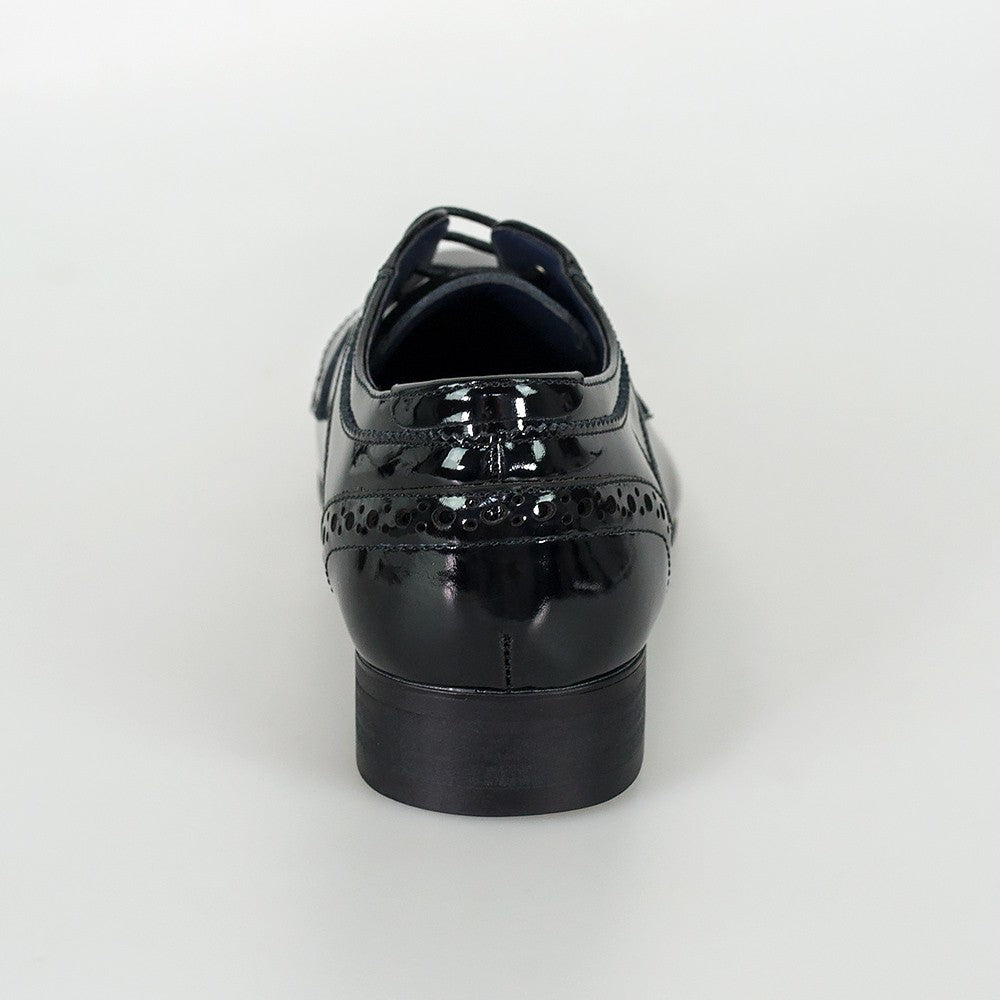 Mens Black Patent Lace Up Tuxedo Shoes SCOTT