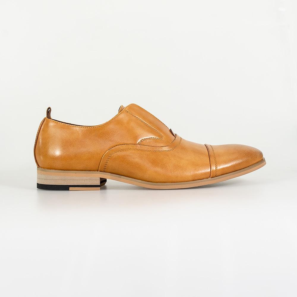 Mens Tan Brown Slip On Leather Loafers CARLOTTA