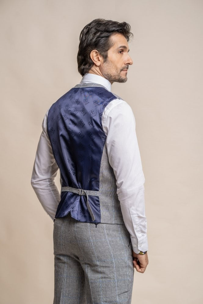 Men's Arriga Platinum Grey Check Slim Fit Formal Suit
