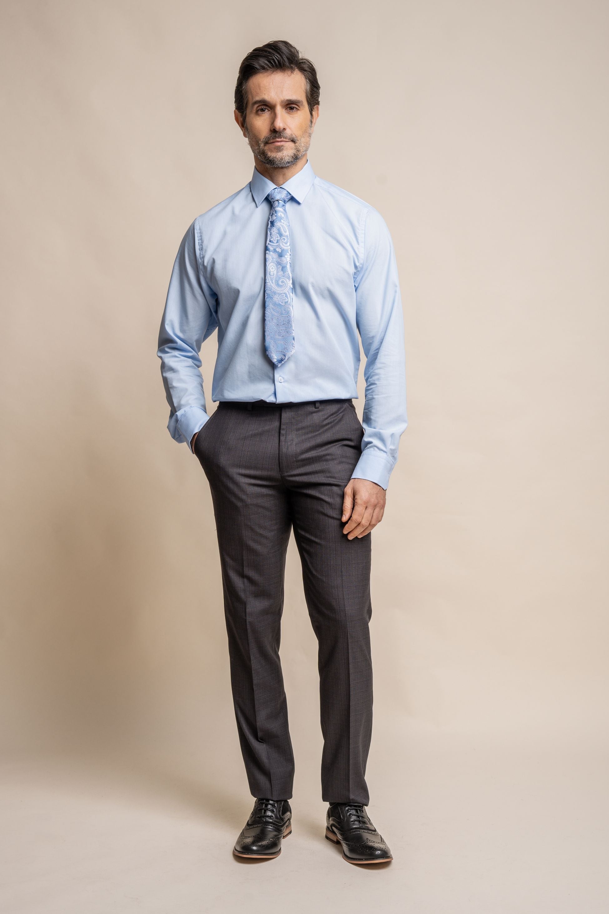 SEEBA Dark Grey Graphite Men's Slim Fit Formal Suit