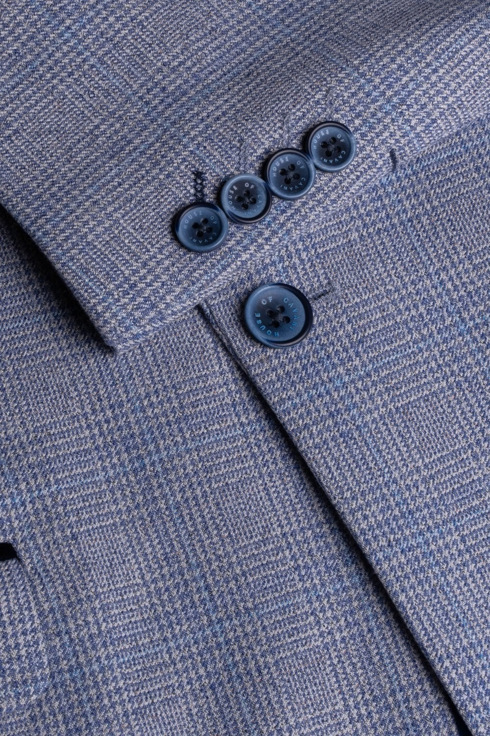 Mens Sky Blue 3 Piece Tweed Glen Check Suit CARIDI