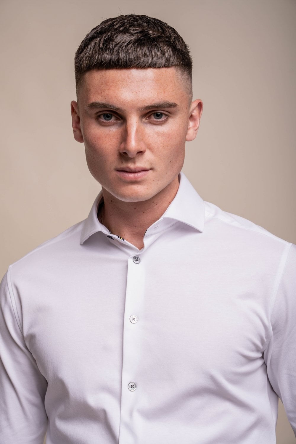 Mens Ashley White Slim Fit Cotton Long Sleeve Shirt