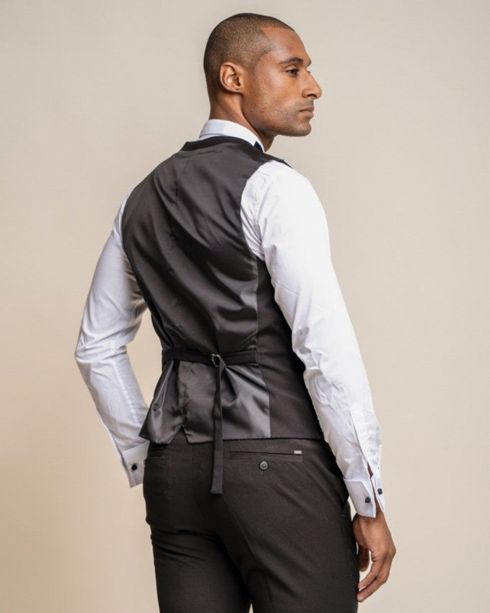 Mens Black Slim Fit Double Breasted Waistcoat MARCO