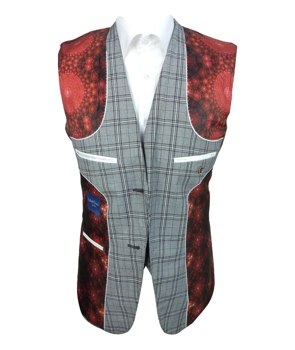 Men's Marcello Charcoal Grey Check 3-Piece Slim Fit Suit