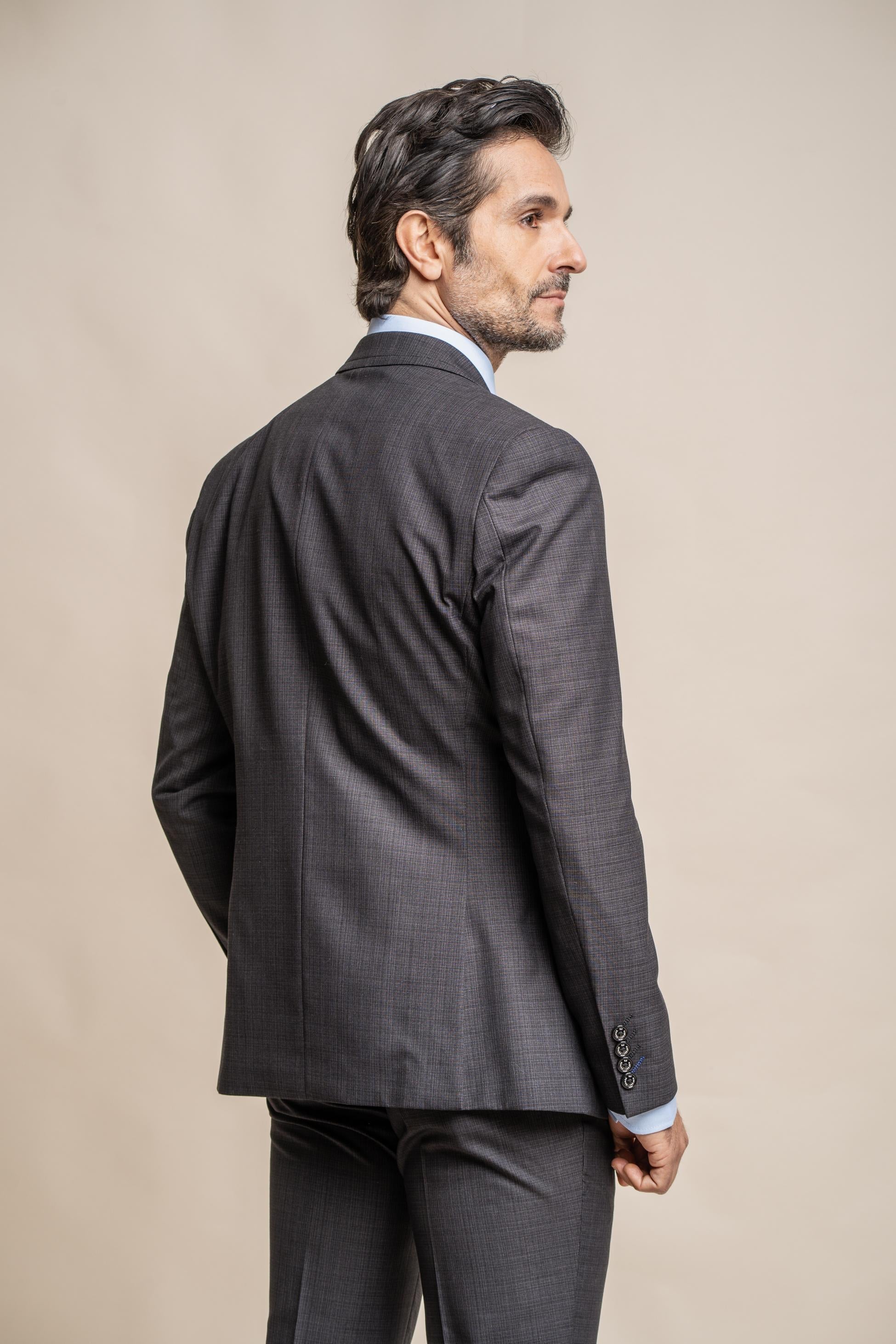 SEEBA Dark Grey Graphite Men's Slim Fit Formal Suit