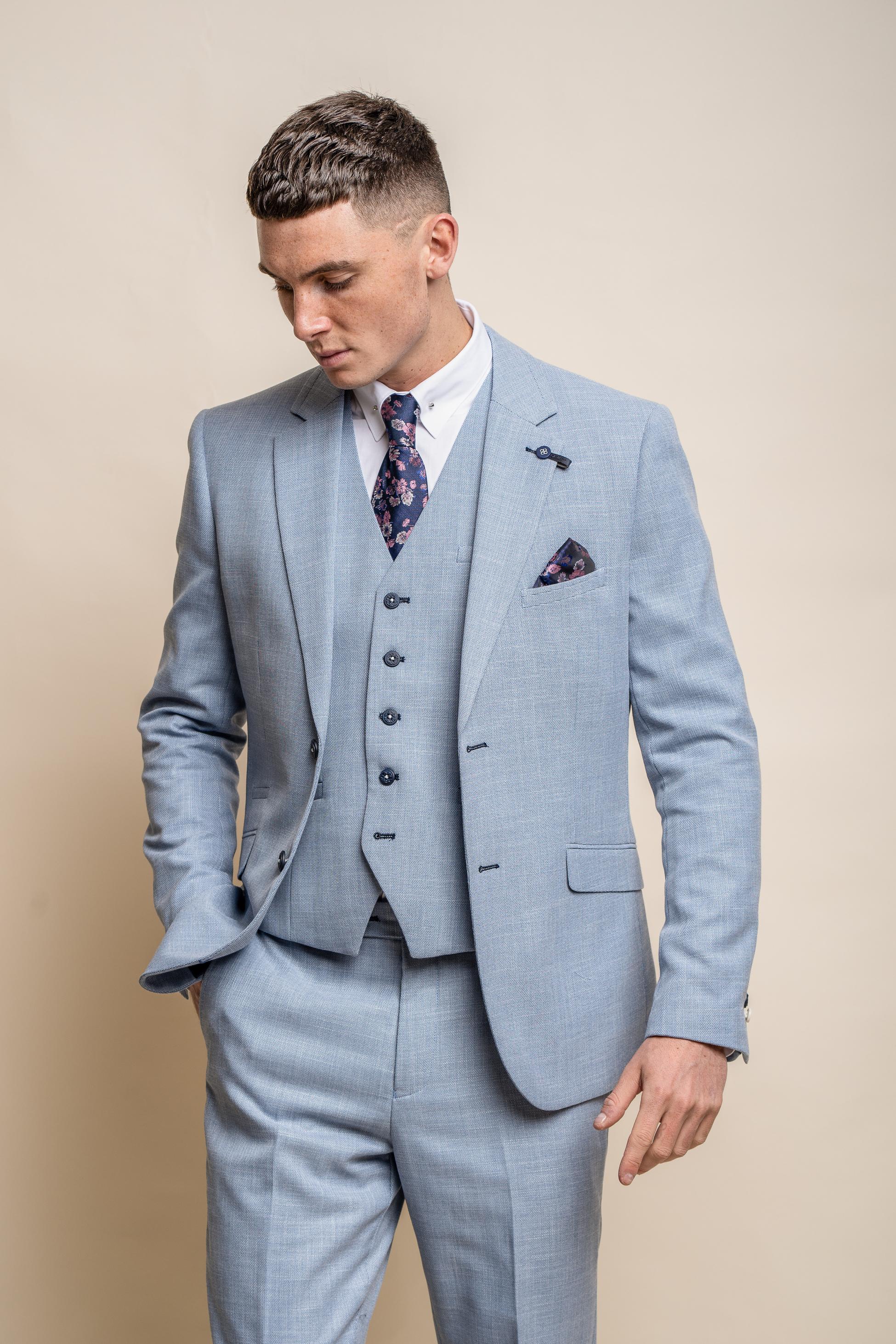 MIAMI Sky Blue Men's Slim Fit Formal Suit