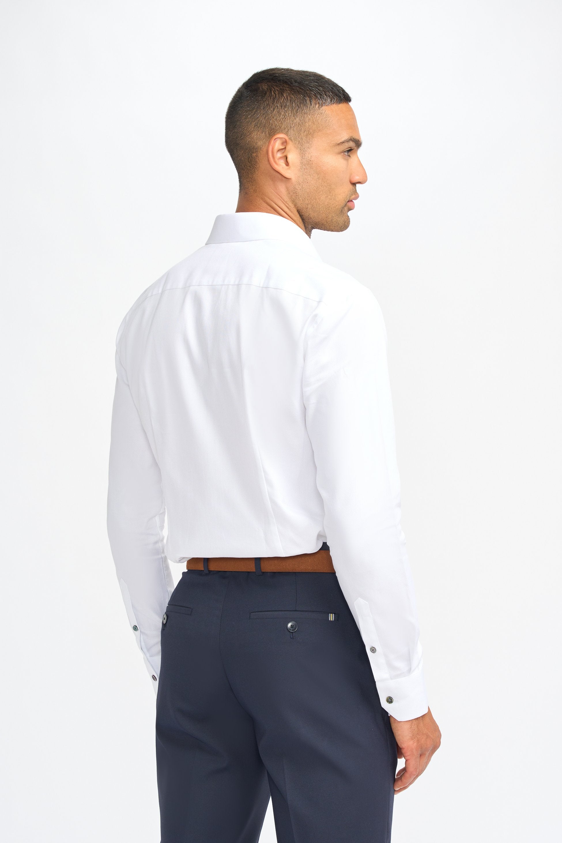 Mens Seneca White Cotton Classic Collar Formal Dress Shirt