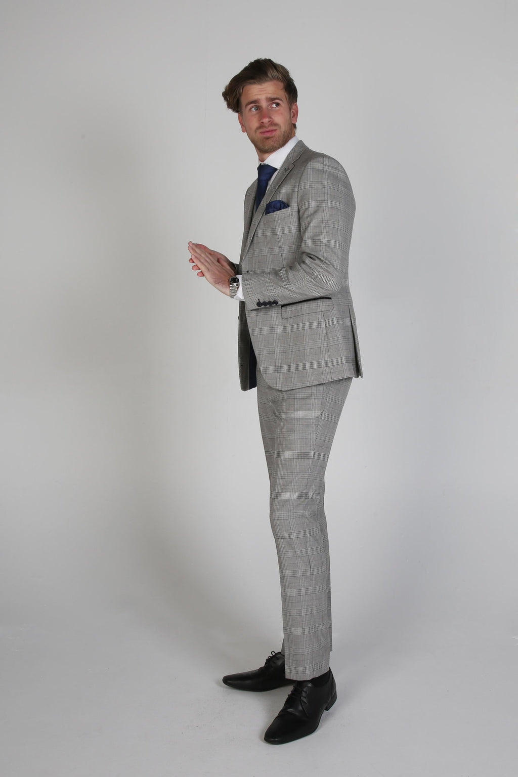 Men's Hugo Graphite Grey Tweed Windowpane Formal Suit