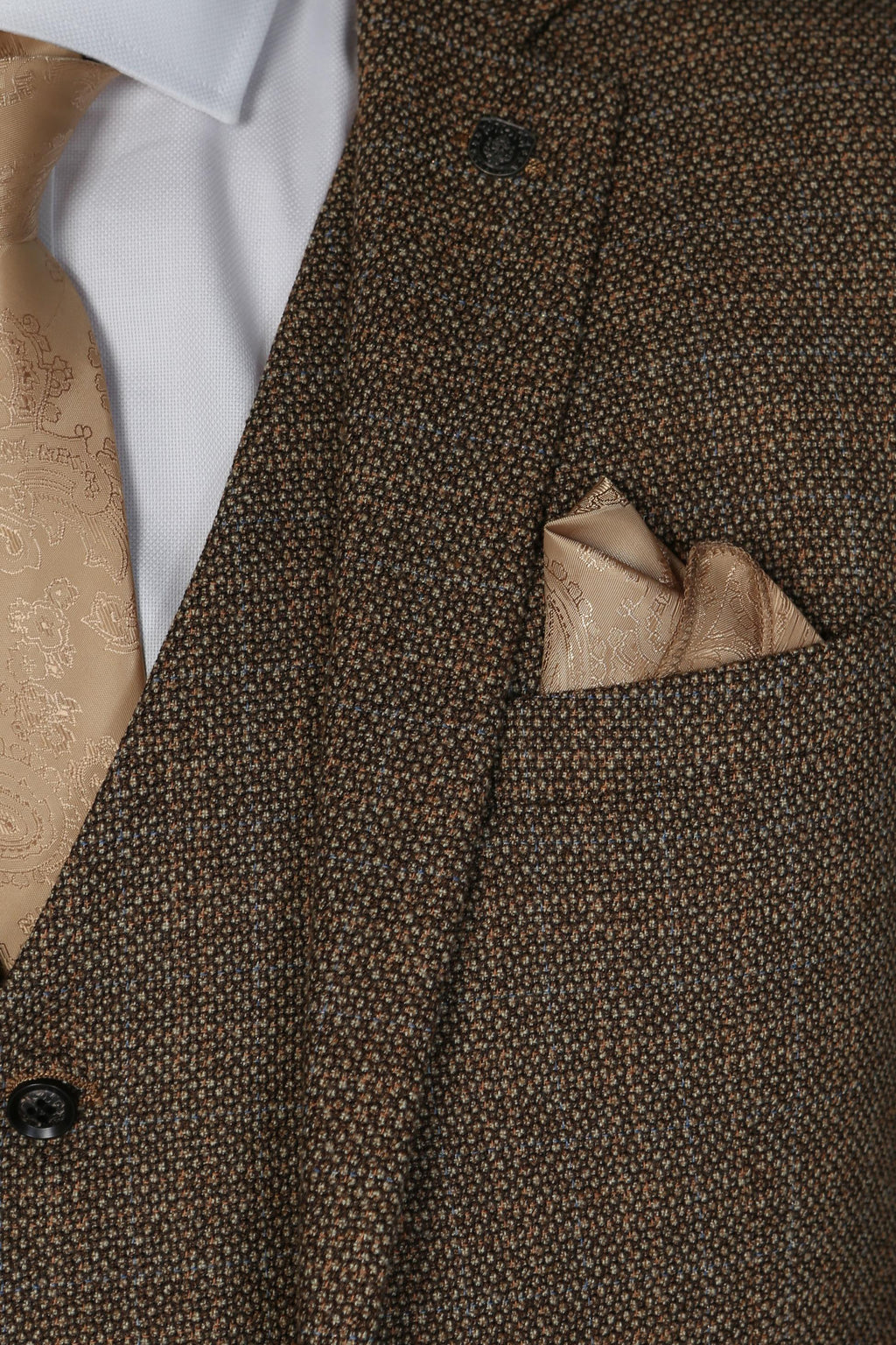 Mens Brown Tweed Like Tailored Fit Formal Suit RALPH
