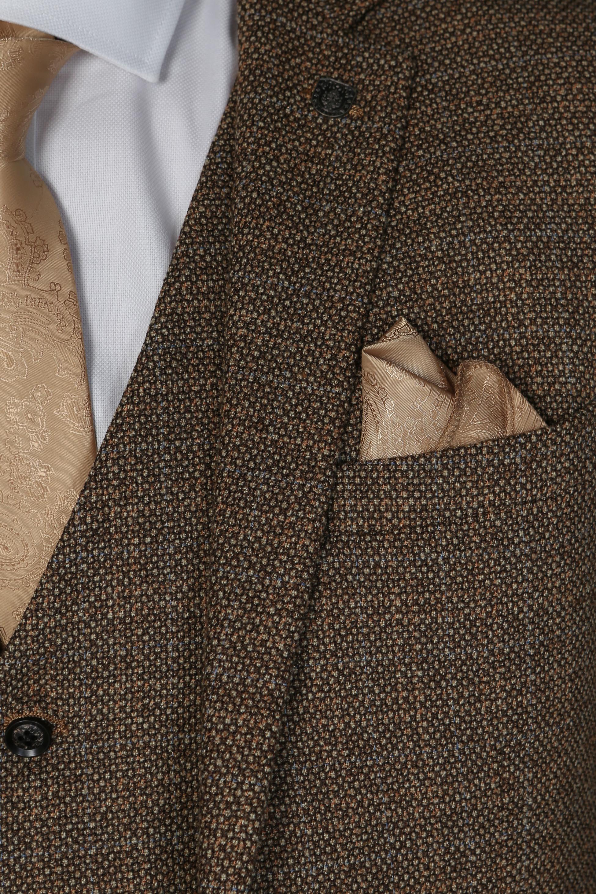 Mens Brown Tweed Like Tailored Fit Formal Suit RALPH
