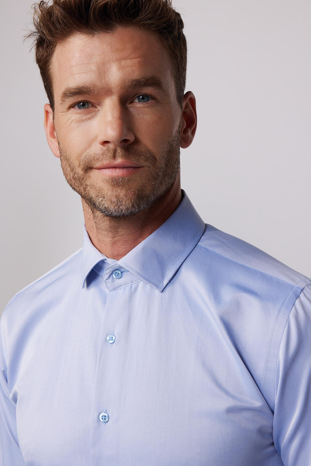 Mens Dimi Dotti Indigo Blue Cotton Blend Slim Fit Dress Shirt