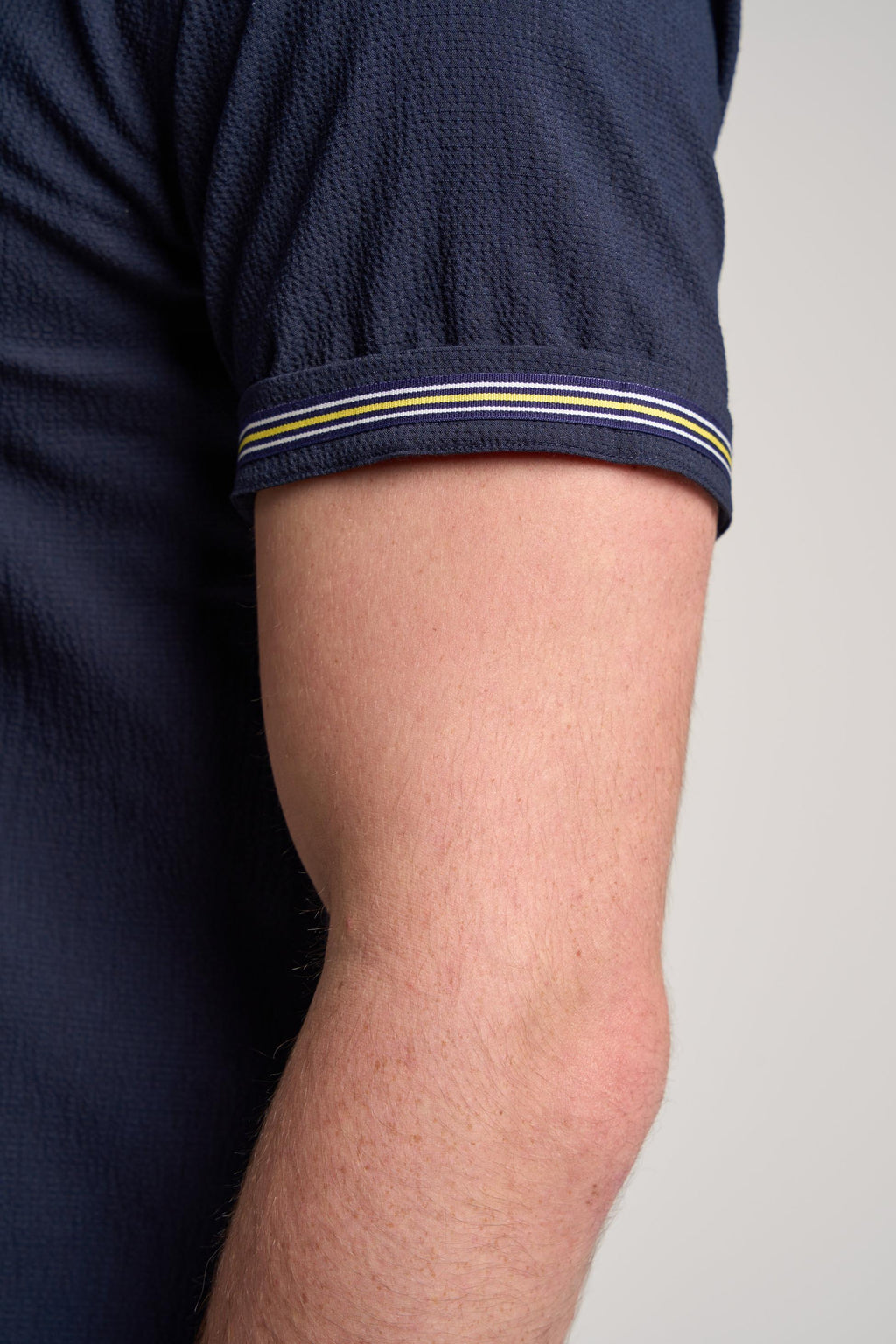 Mens Kai Navy Blue Textured Cotton Slim Fit Shirt