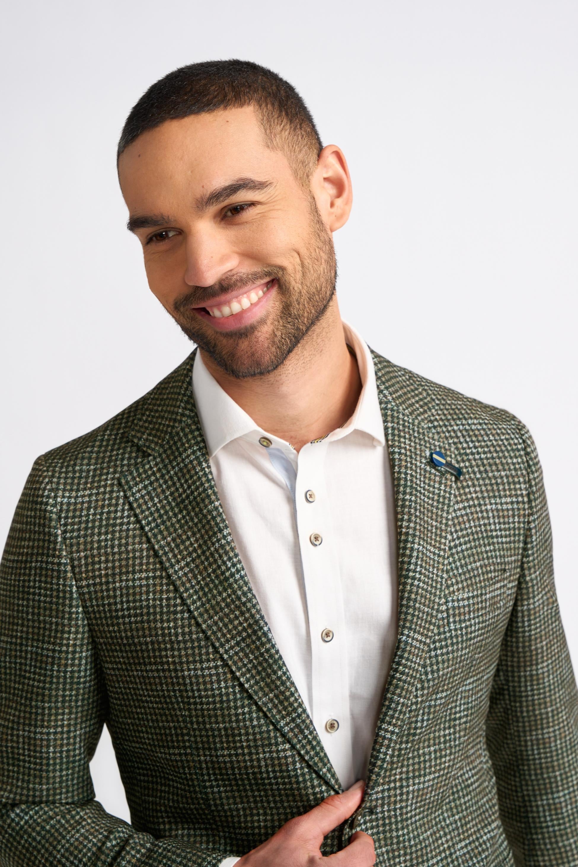 Men’s Forest Green Tweed Houndstooth Blazer RIVA