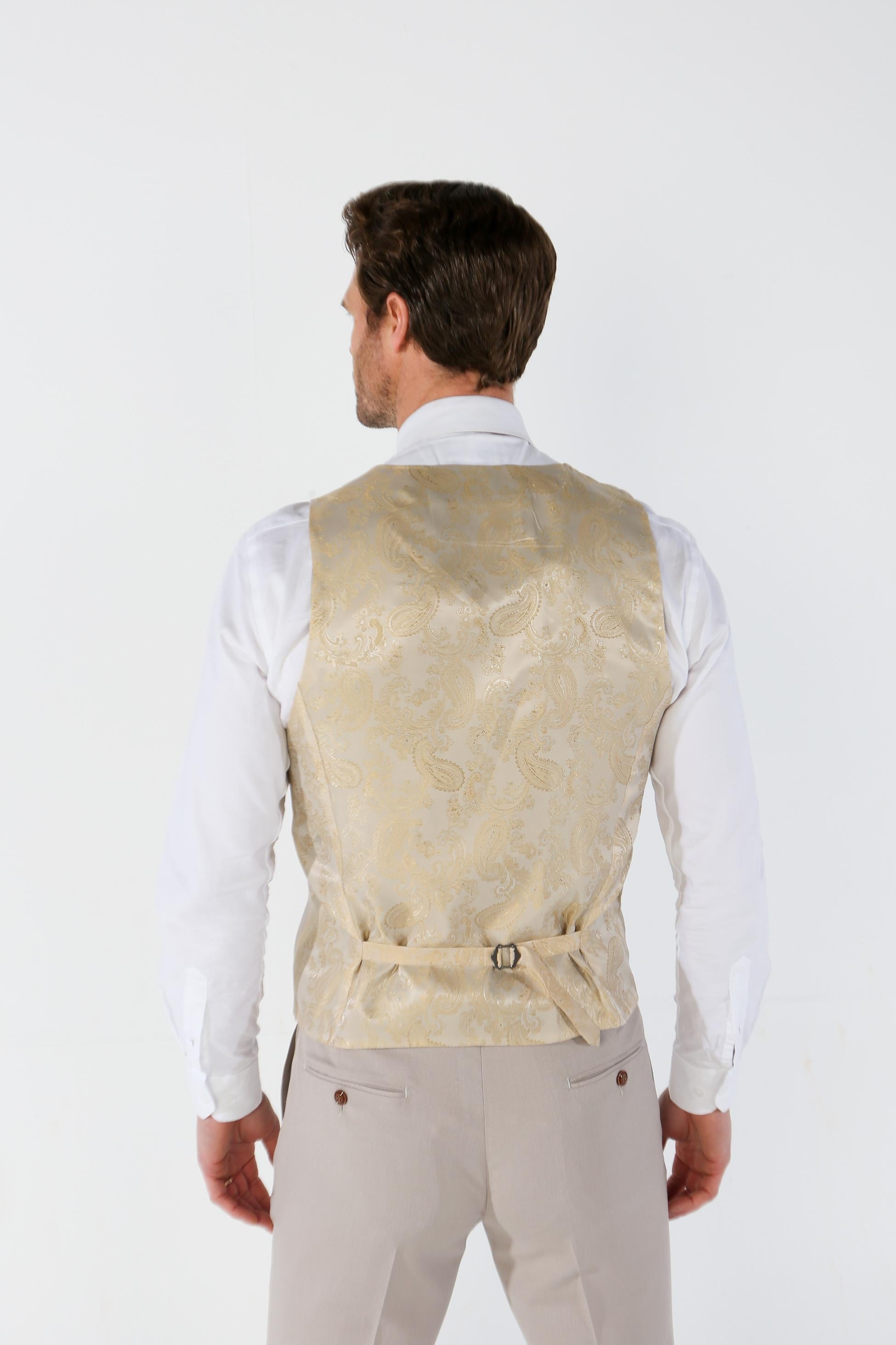 Mens Stone Tailored Fit Single Breasted Waistcoat MAYFAIR