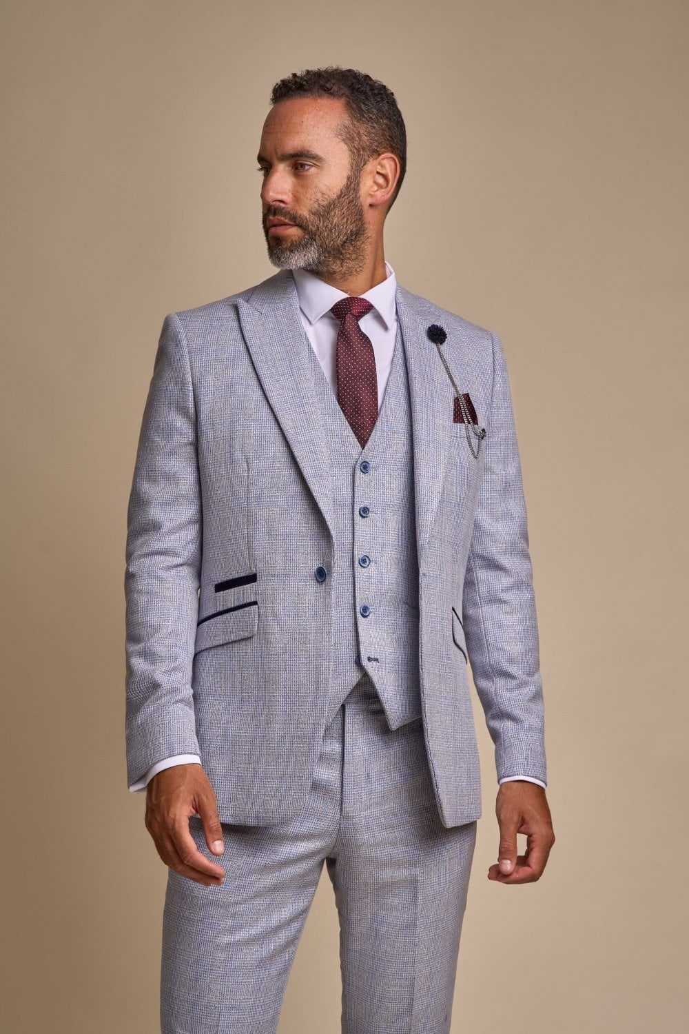 3-Piece Blue Suit for Men – Sky Blue