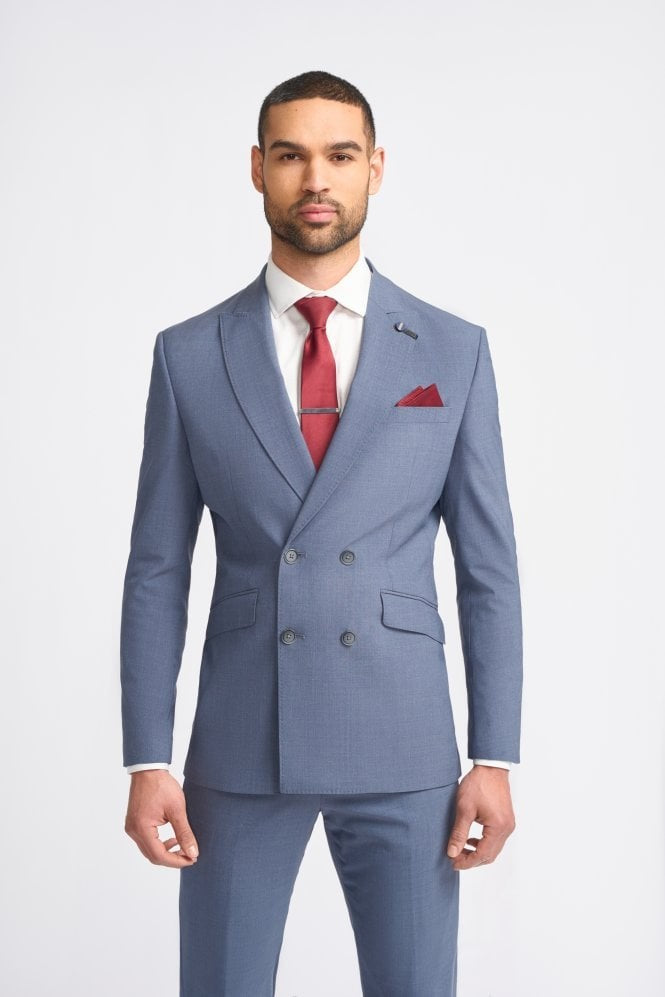 VICTORIOUS Dove Men's Wool Mix Double Breasted Slim Fit Suit