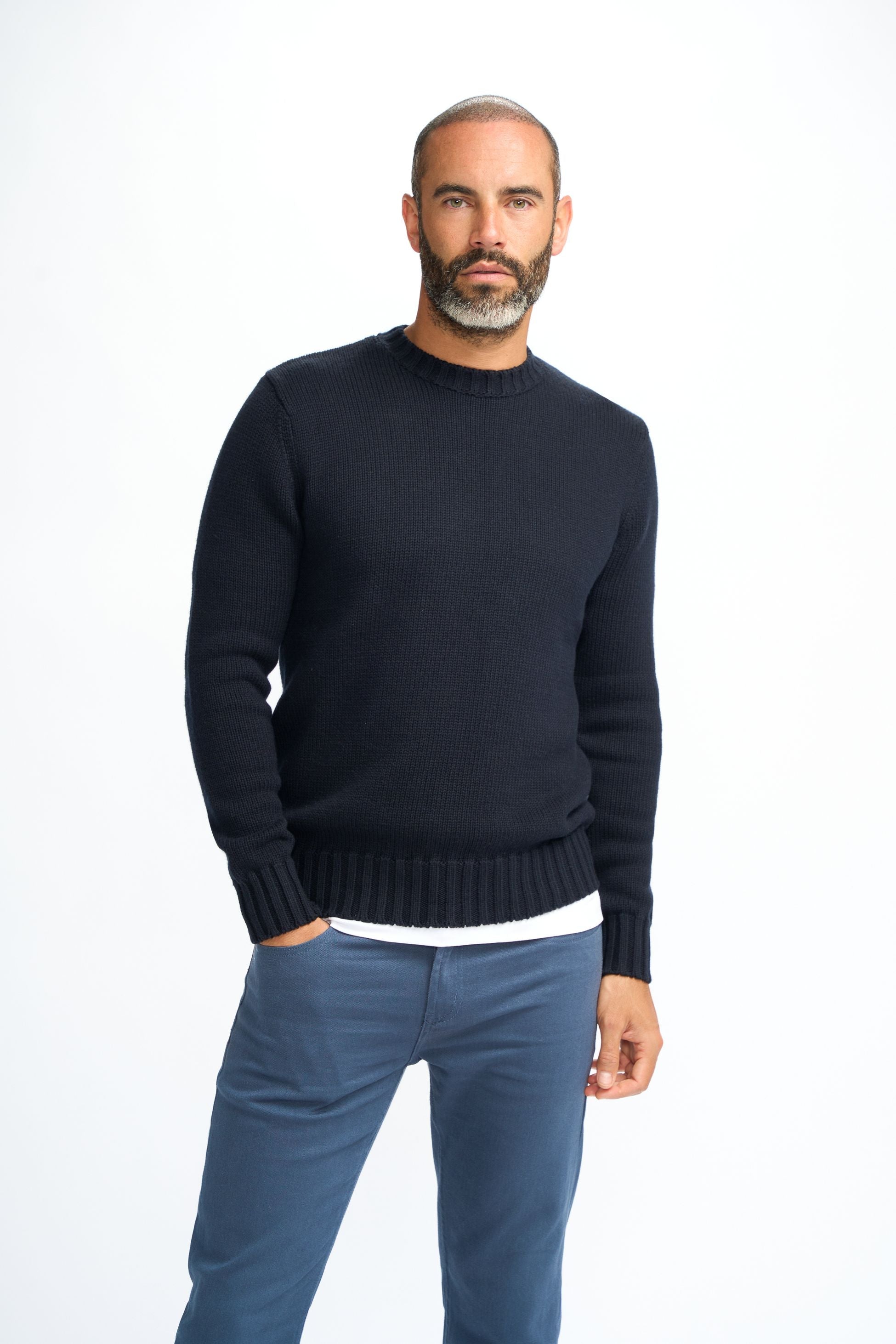 Men’s classic knit pullover jumper in lightweight cotton