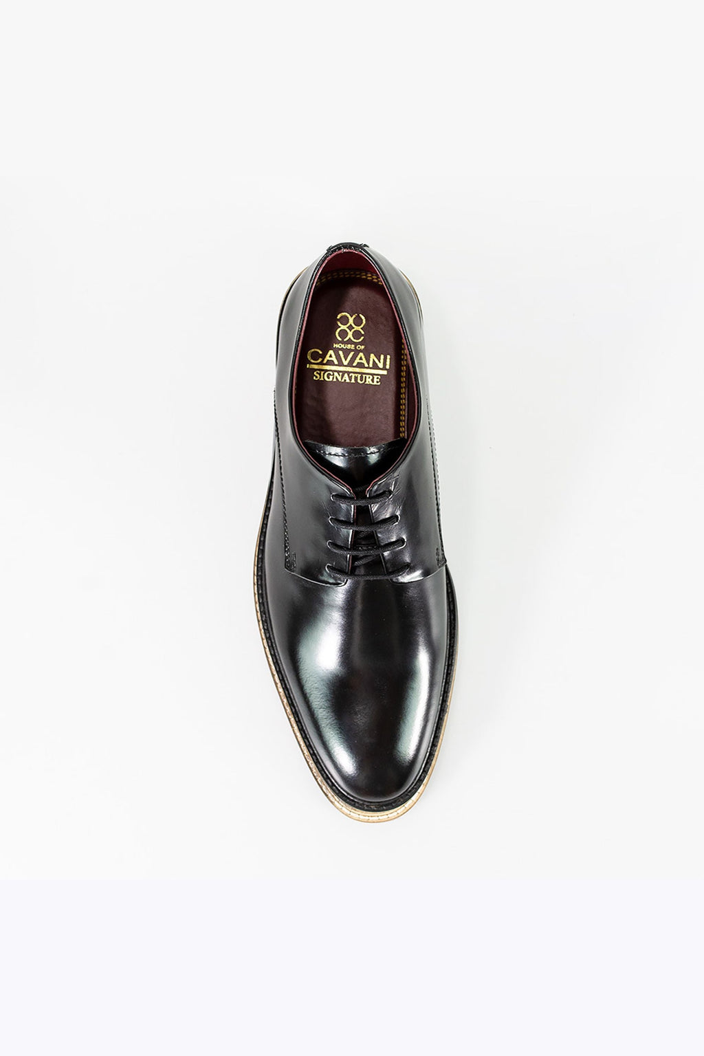 Mens Black Lace Up Derby Shoes FOXTON