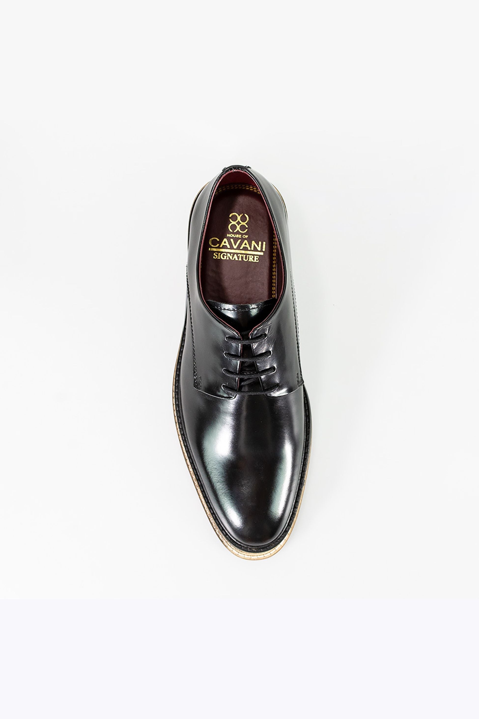 Mens Black Lace Up Derby Shoes FOXTON