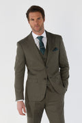 Mens sage green tailored fit plaid suit jacket KURT formal design