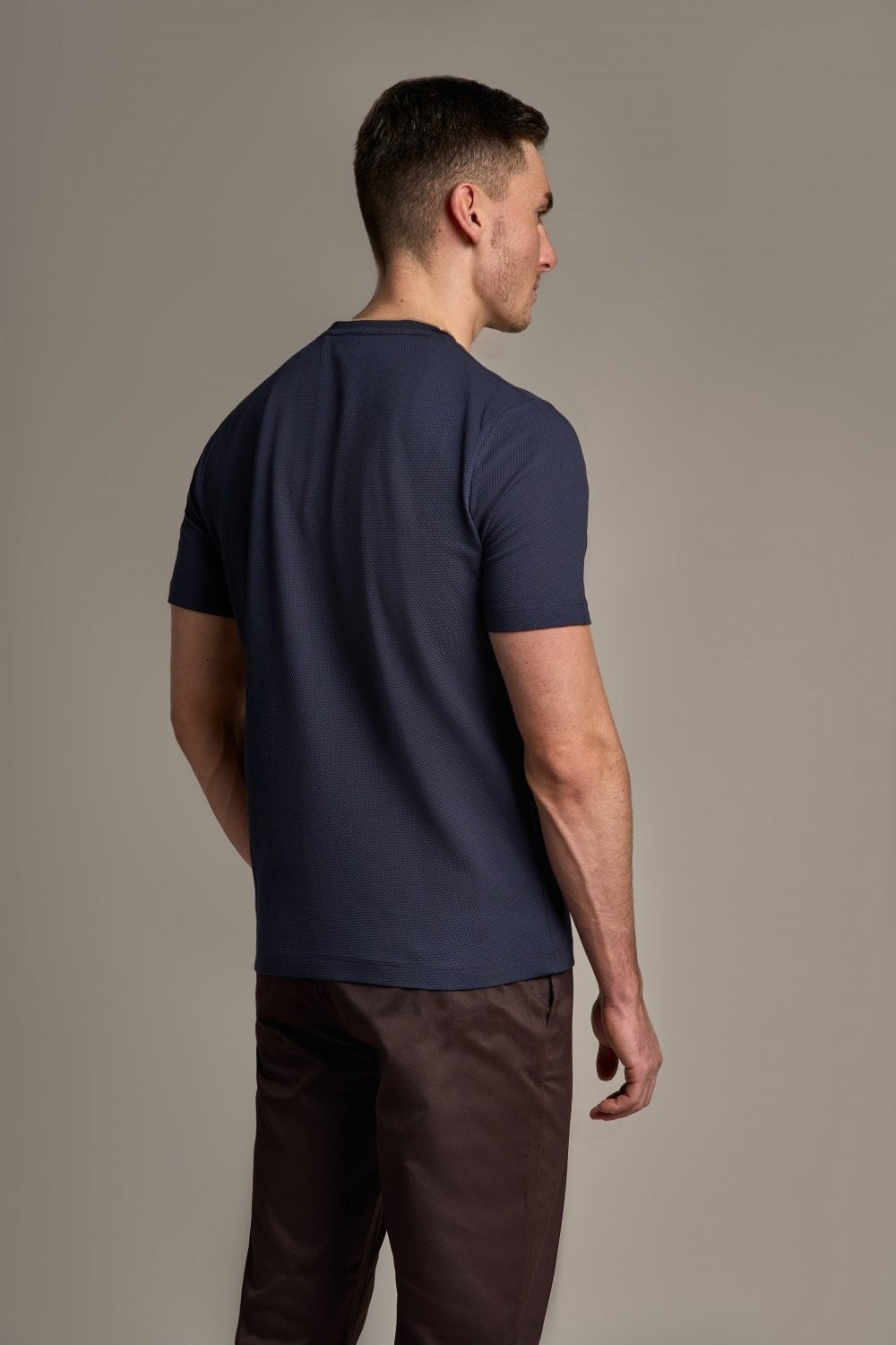 Mens Navy Blue Cotton Slim Fit T Shirt BYRON